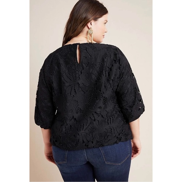 Anthropologie Anne Marie Black Lace Top NWT SZ 2X - Picture 4 of 15